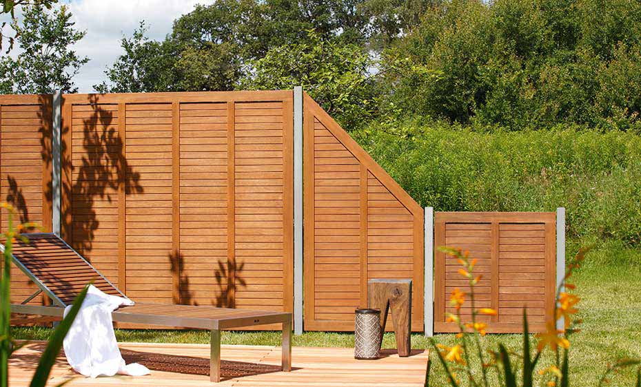 Sichtschutzzaun Holz warm Zaunsystem HolzLand Beese Unna Dortmund