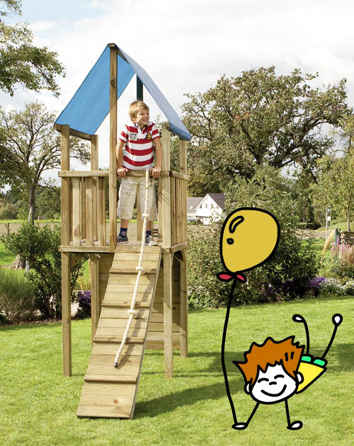 Spielgeräte im Garten: Kletterturm mit Dach bei HolzLand Beese in Unna (Raum Dortmund)