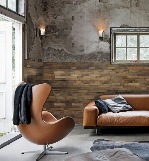 Wand und Decke: Hoch dekorative Wandverkleidung aus Holz der äußeren Bereiche des Teakbaumes von HolzLand Beese in Unna
