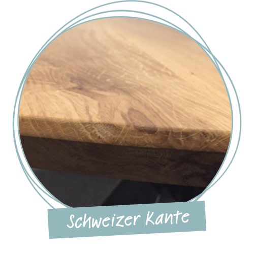 Tischplatte mit eleganter Schweizer Kante bei HolzLand Beese in Unna.