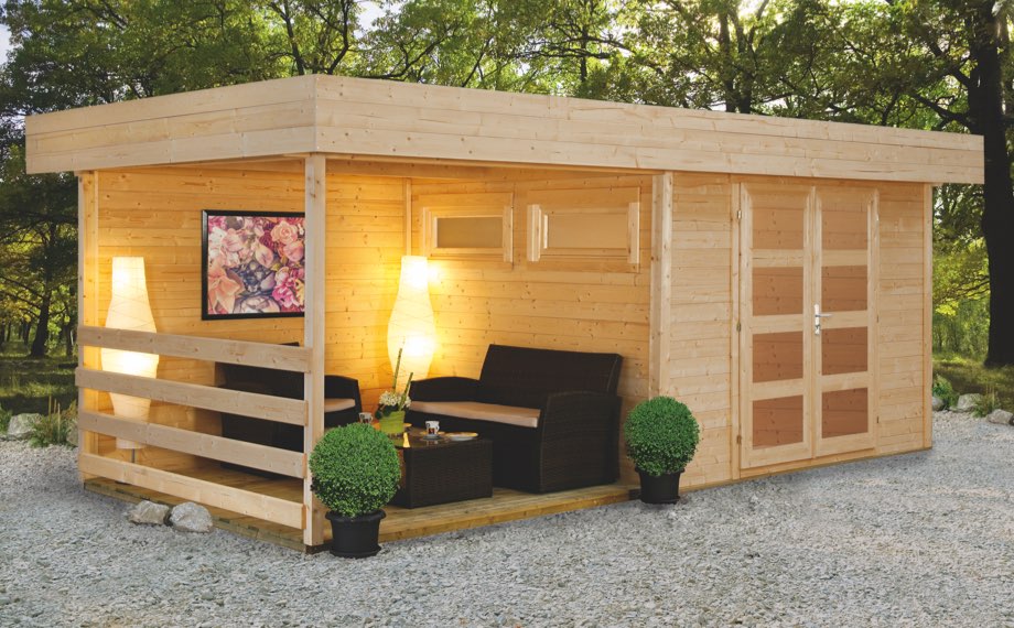 Großes Gartenhaus aus Holz mit Terrassenüberdachung | HolzLand Beese, Unn Großes Gartenhaus aus Holz mit Terrassenüberdachung | HolzLand Beese, Unna