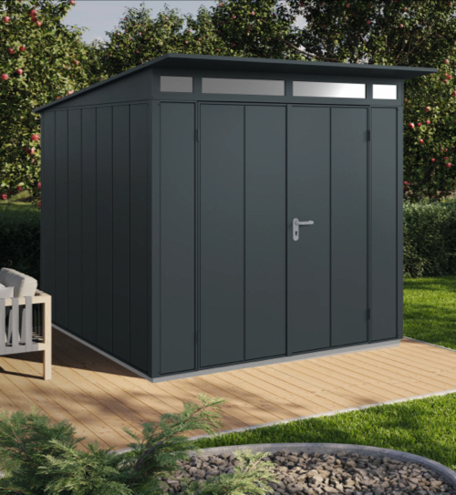 Dunkles Metall-Gartenhaus | HolzLand Beese in Unna