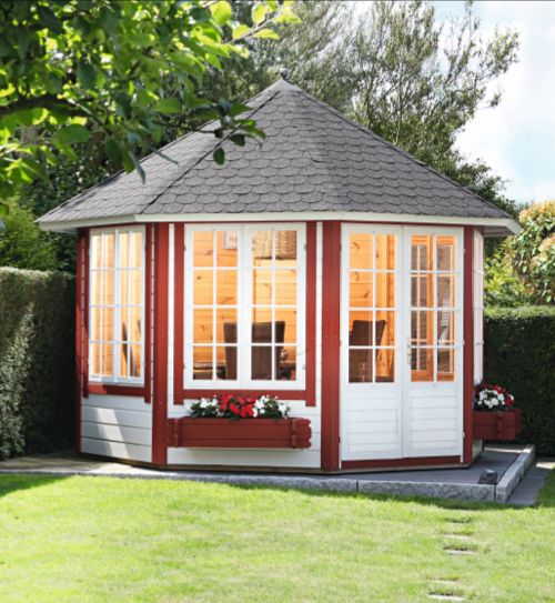 Auffälliger Pavillon in rot | HolzLand Beese in Unna