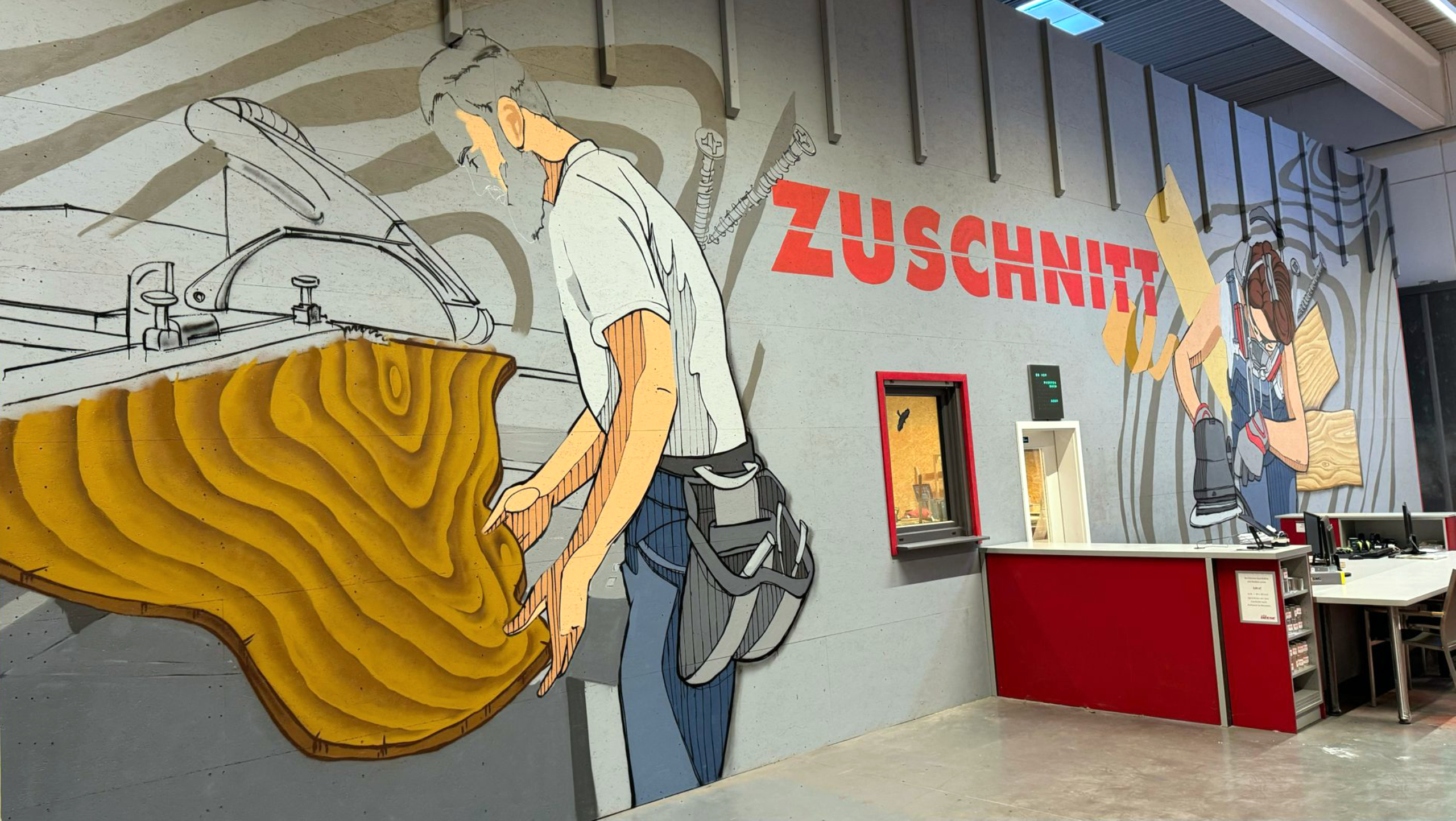 Frischer Graffiti-Style für den Zuschnitt, HolzLand Beese Unna
