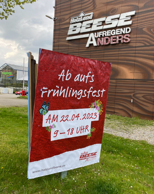 Plakat mit Einladung, Frühlingsfest 2023 | HolzLand Beese in Unna