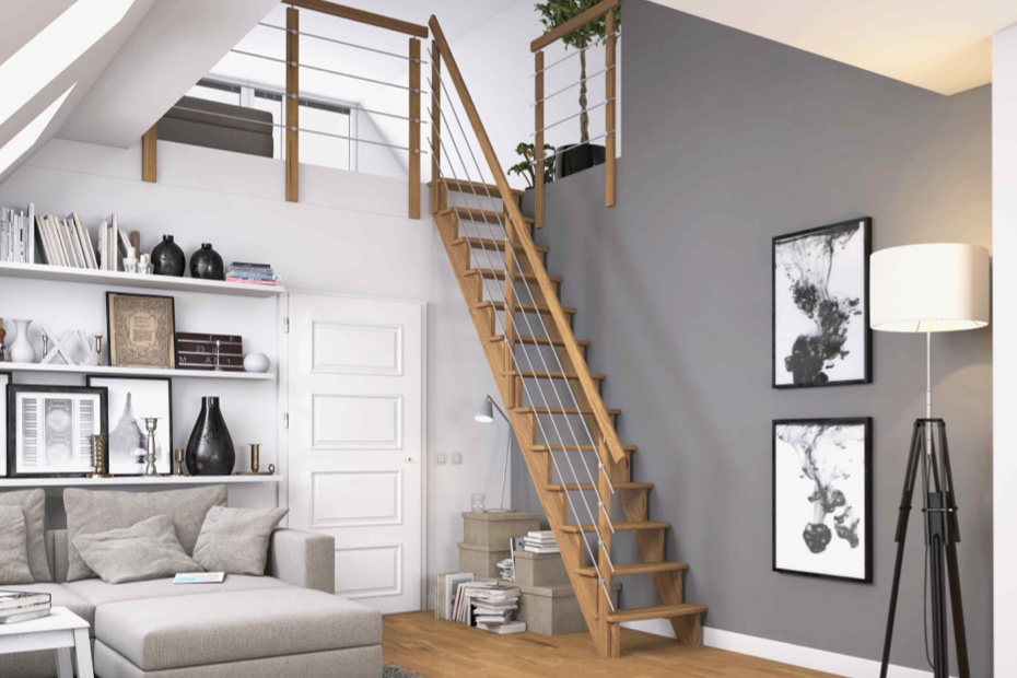 Stylische gerade Raumspartreppe | Dolle Lyon | HolzLand Beese Unna