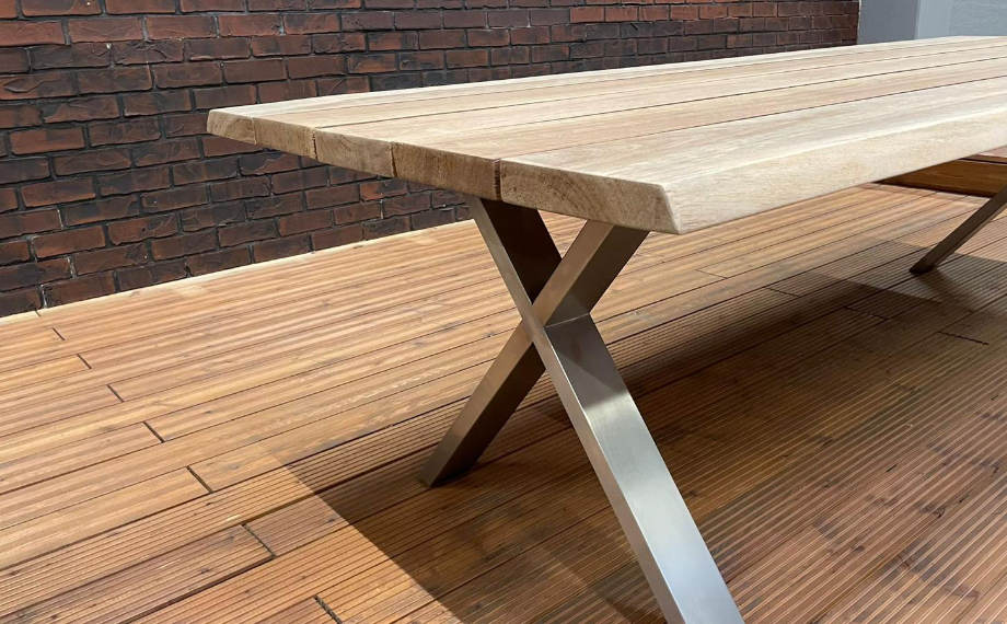 Edelstahl-Gestelle für Outdoortische, X, U, Spider, HolzLand Beese Unna