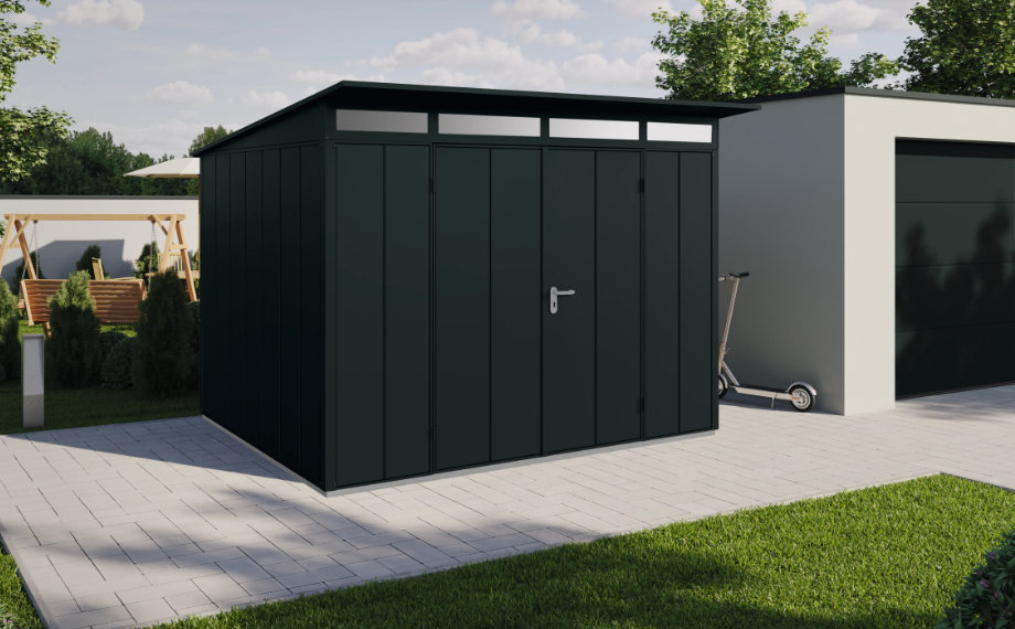 Metall-Gartenhaus mit Lichtleiste für Tageslicht | Gartenhäuser | HolzLand Beese Unna
