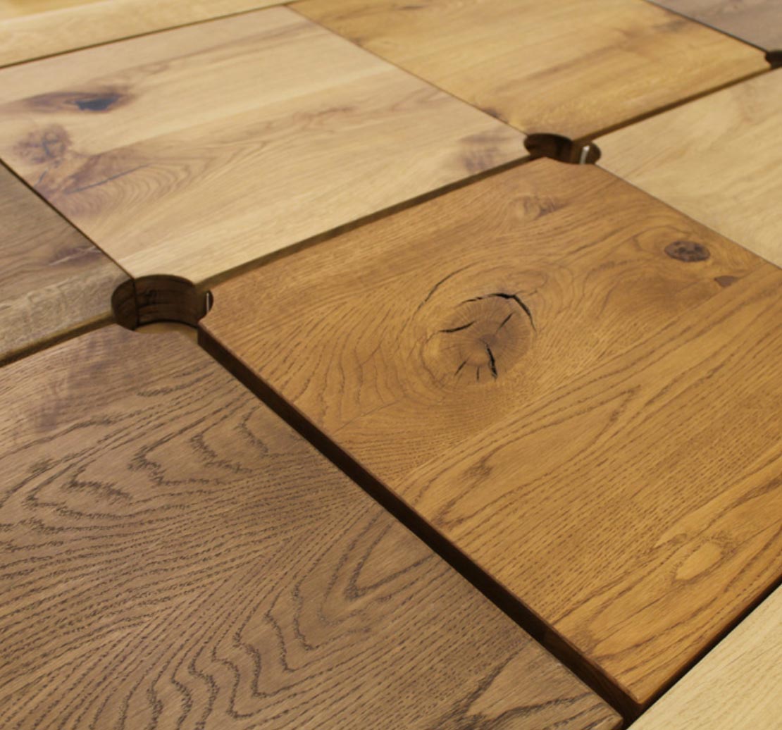 Detailansicht verschiedene Oberflächen der Holzplatte | Referenz | HolzLand Beese