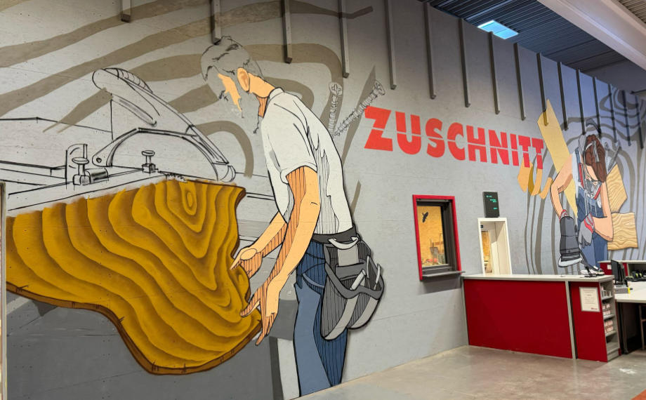 Zuschnitt in Halle 2, HolzLand Beese