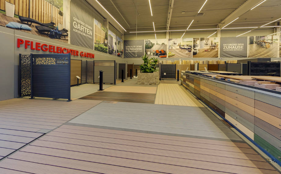 Ausstellung pflegeleichte Terrassendielen, HolzLand Beese Unna